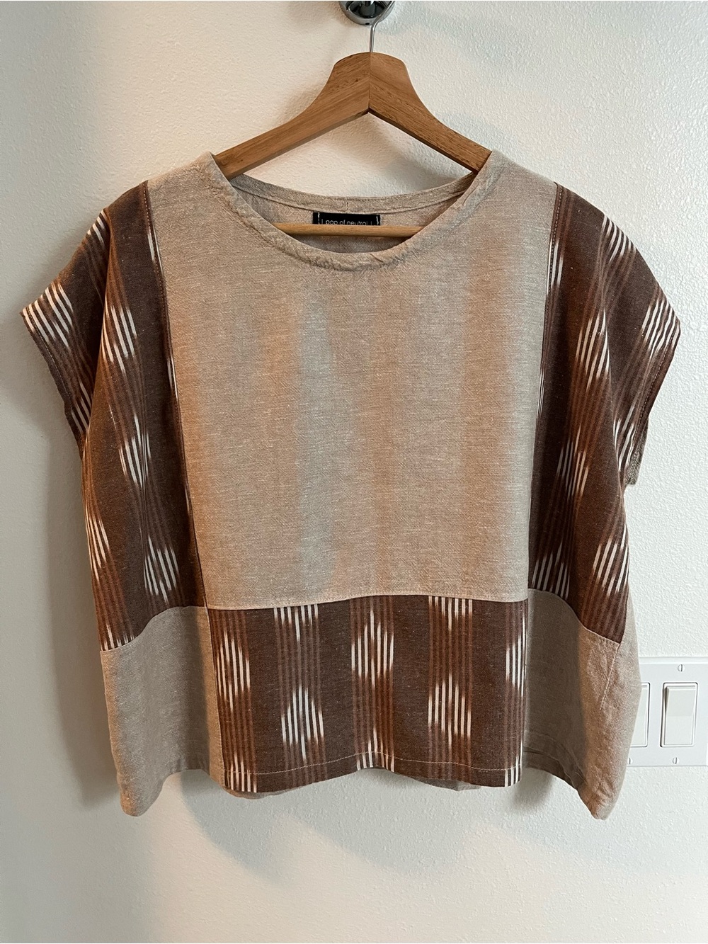 Boxy Blouse in Brown and Cream